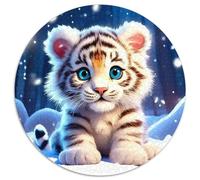 Tigre vibrante 1000 Pièces Puzzle Rond Puzzles Classiques Le Tigre Sage Puzzle Circulaire Décompression Jeu D'Intelligence Activité Familiale Intéressants Cadeau Unique 1000pcs (67.5x67.5cm)