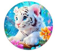 Tigre vibrante 1000 Pièces Puzzle Rond Puzzles Classiques Le Tigre Sage Puzzle Circulaire Décompression Jeu D'Intelligence Pièces Parfaitement Assorties Ami Intéressants Cadeau Unique 1000pcs (67.5x67