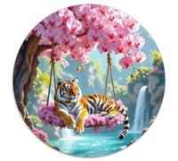 Tigre vibrante 1000 Pièces Puzzle Rond Puzzles Classiques Le Tigre Sage Puzzle Ronds Créatif - Jeu Éducatif Activité Familiale Puzzle Adulte Intéressants Cadeau Unique 1000pcs (67.5x67.5cm)