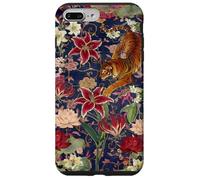 Tigre Vintage Amidst Blossoms Asiatique Jardin Art Fleur Amoureux Coque pour iPhone 7 Plus/8 Plus