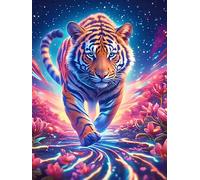 Tigreau aux Rayures cosmiques 1000 Pièces Puzzle Amateur d'art en Carton Anti-Déchirure Faune et Flore Difficile Niveau Expert Décoration Murale Salon Idée Cadeau Saint Valentin 1000 PCS
