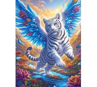 Tigreau Blanc aux Ailes d'ange 1000 Pièces Puzzle Créatif en Carton Haute Qualité Faune et Flore Difficulté Moyenne Activité Manuelle Loisir Créatif Cadeau Créatif Saint Valentin Premium 1000 PCS