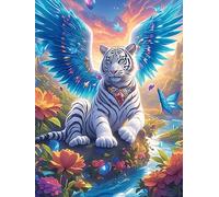 Tigreau Blanc aux Ailes d'ange 300 Pieces Casse-tête Créatif en Carton Épais Rigide Faune et Flore Difficulté Moyenne Activité Manuelle Loisir Créatif Cadeau Noël Pas Cher Premium 300 PCS