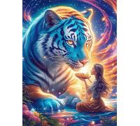 Tigreau dans une lueur cosmique 500 Pièces Puzzle Collectionneur En Carton Rigide Sans Déformation Faune sauvage et animaux de compagnie Haute Difficulté Niveau Expert Décoration Murale Cadeau Fête 50