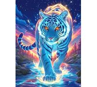 Tigreau dans une lueur magique 1000 Pièces Puzzle Expert Confirmé En Carton Épais Sans Déformation Faune sauvage et animaux de compagnie Très Difficile Motif Complexe Cadeau Fête Des Pères Premium 100