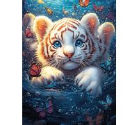 Tigreau dans une lueur magique 300 Pieces Casse-tête Personne Âgée En Carton Anti-Déchirure Faune sauvage et animaux de compagnie Facile Débutant Thérapie Occupationnelle Anti-Stress Petit Prix 300 PC