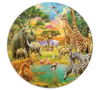 Tigres and Lions 1000 Piece Puzzle Rond, pour Enfants Adulte De Forme Irrégulière, Unique Jigsaw pour La Famille Amis 12 Ans De Qualité Supérieure 1000pcs (67.5x67.5cm)