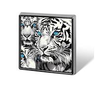 Tigres blancs aux yeux bleus imprimés badge carré broche épingles bouton épingle cravate décoration pour hommes femmes sac à dos