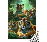 Tigres dans la Forêt Puzzle 1000 Pièces Papier pour Adultes Animaux de la Jungle Coffret Puzzle 1000 Pièces Détente Maison 38x26cm/1000pcs