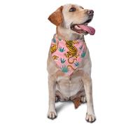 Tigres Dansant sur Un Tigre Asiatique Rose doré, Orange et Noir. Bandanas pour Chien, Chat, Chiot, écharpes, Mouchoir Lavable pour Animaux de Compagnie.