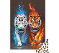 Tigres de feu et de Glace 1000 Pièces Papier Écologique Puzzle De Bricolage pour Adultes Défi Éducatif Cadeaux Idée Cadeau 70x50cm/1000pcs
