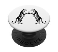 Tigres Jumeaux Vintage Fauve Animal Retro PopSockets PopGrip Adhésif