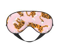Tigres Mignons D'animaux De Cirque Sur Fond Rose, Couvre-yeux complets bloquant la lumière, masque pour les yeux, bandeau doux pour les yeux de nuit
