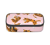 Tigres Mignons d'animaux De Cirque sur Fond Rose, Trousse à Crayons, Trousse à Crayons, Trousse à Crayons de Grande capacité, Trousse à cosmétiques