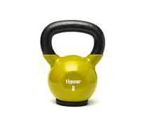 tiguar Kettlebell 8 kg (Olive) Kettlebell en vinyle avec plaque de base caoutchoutée, poignée ergonomique, idéal pour l'entraînement de force et d'endurance, la coordination et la stabilisation