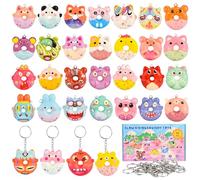 Tigvio 32 Squishy Kawaii Jouets Anti Stress Enfant-Jouet à Presser-Mochi avec Porte-clés | Petit Cadeau Anniversaire Enfants Invites, Jouet Pinata Goodies Élèves Mixte pour Fête de Pâques