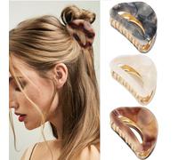 Tihebax Lot de 3 pinces à cheveux moyennes en celluloïd, motif écaille de tortue, motif français, imprimé léopard en celluloïd, accessoires de mode pour femmes et filles