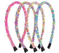 Tihebax Lot de 4 bandeaux mignons en forme de bonbons pour femmes et filles, accessoires de cheveux colorés antidérapants pour filles