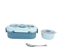 Tihebeyan Boîte à Lunch, Récipient de Nourriture Isolée avec Poignée Portable, Coopérative Alimentaire, avec Couverture de Fente de Cuillère, pour Enfants Snacks de santé Adultes (BLUE)