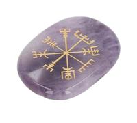 Tihebeyan Cristaux et Pierres de Guérison, Guérison Sculptée à la Main en Pierre de Cristal Gravées de Symboles de Vikings Nordiques pour la Divination de la Méditation (violet)