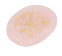 Tihebeyan Cristaux et Pierres de Guérison, Guérison Sculptée à la Main en Pierre de Cristal Gravées de Symboles de Vikings Nordiques pour la Divination de la Méditation (rose)