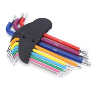 Tihebeyan Jeu de 9 Clés à Douille Hexagonales Colorées en Forme D'étoile, Outils de clé Hexagonale Durables pour la Réparation D'équipements Mécaniques, en Acier 45# pour les Amateurs de Vélo et de