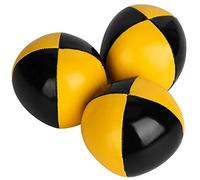 Tihebeyan Lot de 3 Balles de Jonglage Jaune et Noir avec Sac en Filet, 3 Balles de Jonglage en PU Jaune et Noir, Clown Jouant à la Balle de Jonglerie pour Débutant