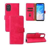 TiHen Compatible avec Coque Doogee N40 Pro, Portefeuille Etui Cuir Magnétique Housse avec Fentes de Cartes, Antichoc Support+Protecteur d'écran en Verre Trempé*2-Rose Rouge