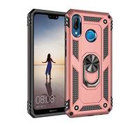 TiHen Coque Huawei P20 Lite avec Aimant Anneau Support, 360° Double Couche Renforcée Défense Bumper Antichoc Armure Housse Etui avec Protection écran pour Huawei P20 Lite, Or Rose