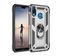 TiHen Coque Huawei P20 Lite avec Aimant Anneau Support, 360° Double Couche Renforcée Défense Bumper Antichoc Armure Housse Etui avec Protection écran pour Huawei P20 Lite, Argent