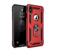 TiHen Coque iPhone X/XS avec Aimant Anneau Support, 360° Double Couche Renforcée Défense Bumper Antichoc Armure Housse Etui avec Protection écran pour iPhone X/XS, Rouge