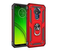 TiHen Coque Motorola Moto G7 Plus avec Aimant Anneau Support, 360° Double Couche Renforcée Défense Bumper Antichoc Armure Housse Etui avec Protection écran pour Motorola Moto G7 Plus, Rouge
