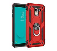 TiHen Coque Samsung Galaxy J6 2018 avec Aimant Anneau Support, 360° Double Couche Renforcée Défense Bumper Antichoc Armure Housse Etui avec Protection écran pour Samsung Galaxy J6 2018, Rouge