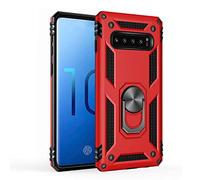 TiHen Coque Samsung Galaxy S10 Plus avec Aimant Anneau Support, 360° Double Couche Renforcée Défense Bumper Antichoc Armure Housse Etui avec Protection écran pour Samsung Galaxy S10 Plus, Rouge