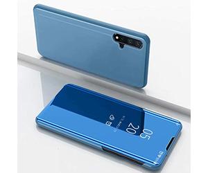 TiHen Coque Samsung Galaxy S7 Edge Flip Clear View Translucide Miroir Cover Standing 360°Housse Étui Antichoc Smart Cover Bumper + Film Verre Trempé 2 Pièce pour Samsung Galaxy S7 Edge -Bleu