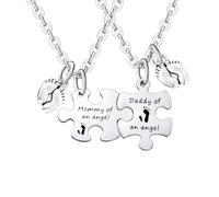 Tihnvk Collier puzzle pour maman papa d'un ange - Cadeau commémoratif pour maman - Cadeau de condoléances - Cadeau de fausse couche