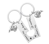 Tihnvk Lot de 2 porte-clés de camping pour homme et femme - Accessoires de camping pour couples - Accessoires pour voyage, Noël, anniversaire - Pour les amateurs de camping