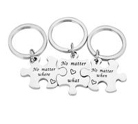 Tihnvk Lot de 3 porte-clés d'amitié longue distance, cadeaux d'amitié, cadeaux de remise de diplôme pour amies, sœurs, peu importe où et quoi quand porte-clés puzzle pour amie