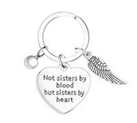 Tihnvk Porte-clés d'amitié pour femme, cadeau pour amie, sœur, cadeau d'amitié, cadeau de Noël, d'anniversaire pour besties Not Sisters By Blood But Sisters By Heart