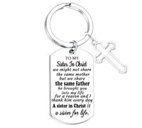 Tihnvk Porte-clés « Sister in Christ » - Cadeau chrétien pour femme - Cadeau religieux pour sœurs - Cadeau de Noël ou d'anniversaire pour sœur en Christ, argenté, taille unique