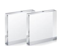 TIHONORI Bloc D'affichage Carré en Acrylique - Blocs en Acrylique Transparent, Cube en Acrylique Poli - Support D'affichage en Acrylique Solide pour Collection De Porte-Bagues,120x120x50mm 2 Pcs