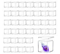 TIHONORI Boîte Acrylique Transparente en Plastique Carré avec Couvercle pour Rangement, Cadeaux, Cosmétiques, Faveurs Fête, Maquillage - 50 Pcs 3.3*3.3*3.3cm