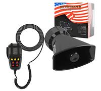 TIHOOK Sirène 12V, klaxons sonores à 7 tonalités, haut-parleur de sirène de voiture, trompette d'alarme d'amplificateur d'urgence, haut-parleur, klaxon 12v, mégaphone avec sirène et microphone