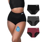TIICHOO Culotte Menstruelle Flux Tres Abondant Doux Taille Haute Absorbante Culotte Regle Lot de 3(XL, Bourgogne/Noir/Gris)