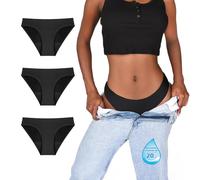 TIICHOO Culotte Menstruelle sans Couture Flux Tres Abondant Culotte de Regle Femme Lot de 3 (XL, 3 Noir)