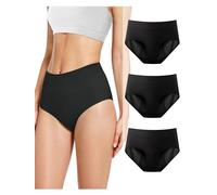 TIICHOO Culotte Menstruelle Ultra Absorbante Taille Haute Anti Fuite sous-vêtement Femme Culotte Regles Lot de 3(S, Noir de 3)