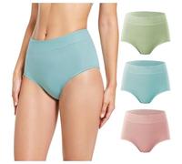 TIICHOO Culottes Menstruelles Ultra Absorbante Taille Haute Culotte Regle Lot de 3(M, Vert Matcha/Vert Turquoise/Or Rose)