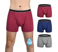 TIICHOO TIICHOO Culotte Incontinence Homme Lavable Slip étanche Incontinence Anti Fuite Urinaire Lot de 3(X-Large, Bourgogne/Gris/Bleu)