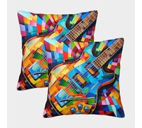 TIICZAAKL Guitaree Couleur Housses De Coussin Taie d'oreiller Carré Doux Lot De 2 Thèmes artistiques Taie Oreiller pour Salon Chambre Canapé Coussin Lombaire 45x45cm