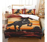 TIICZAAKL Le Cheval 3D Imprimée Parure De Lit 3Pcs Microfibre Housse De Couette avec Taies d'oreiller Enfants Adolescents avec Fermeture Éclair Single（140x200cm）